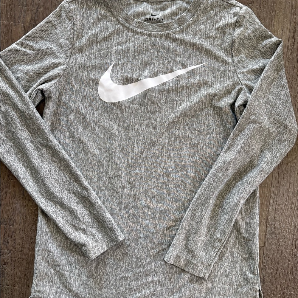 Nike Gray Long Sleeve Shirt Dri-fit M